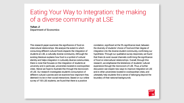 Eating Your Way to Integration: the making of a diverse community at LSE
