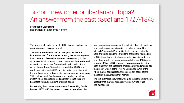 Bitcoin: new order or libertarian utopia? An answer from the past: Scotland 1727-1845