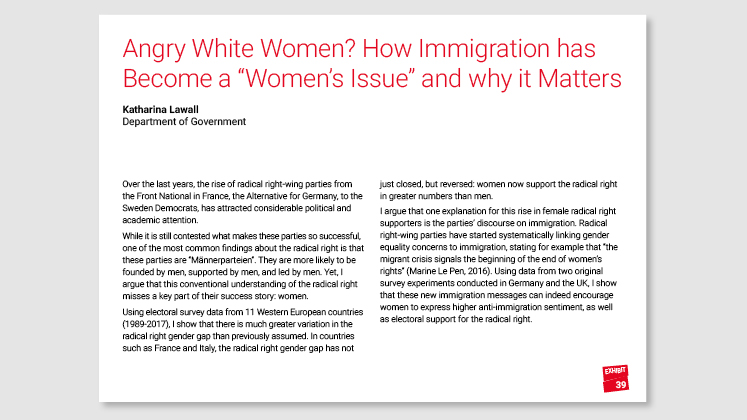 Angry White Women? How Immigration has Become a "Women's Issue" and why it Matters