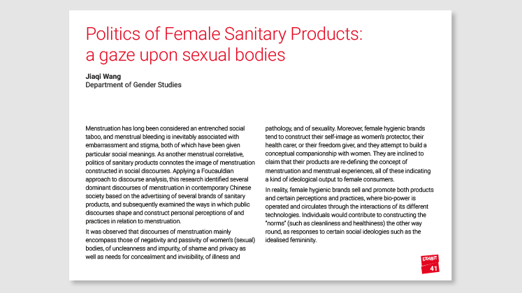 Politics of Female Sanitary Products: a gaze upon sexual bodies