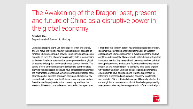 The Awakening of the Dragon: past, present and future of China as a disruptive power in the global economy