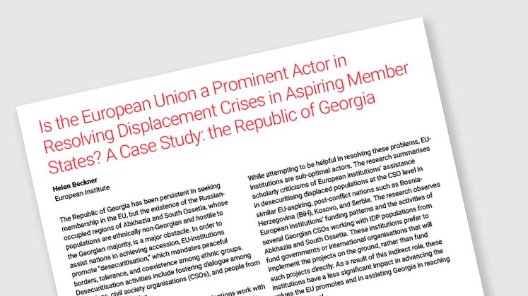 Is the European Union a Prominent Actor in Resolving Displacement Crises in Aspiring Member States? A Case Study: the Republic of Georgia