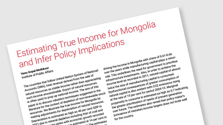 Estimating True Income for Mongolia and Infer Policy Implications