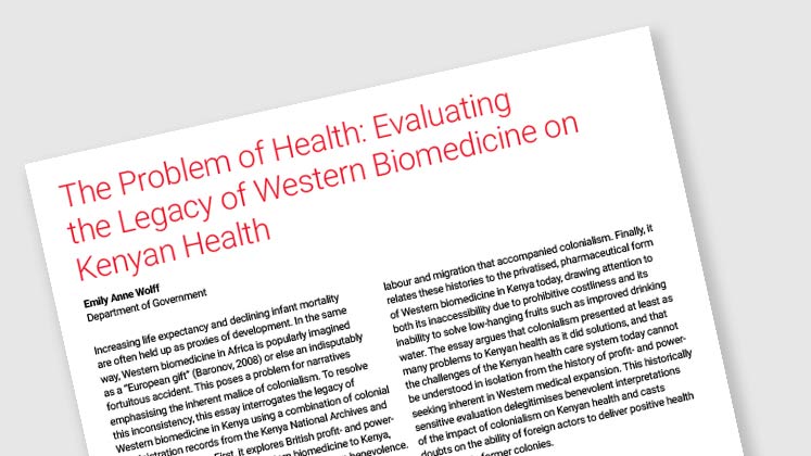 The Problem of Health: Evaluating the Legacy of Western Biomedicine on Kenyan Health