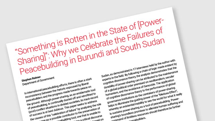 "Something is Rotten in the State of [Power-Sharing]": Why We Celebrate the Failures Of Peacebuilding in Burundi and South Sudan