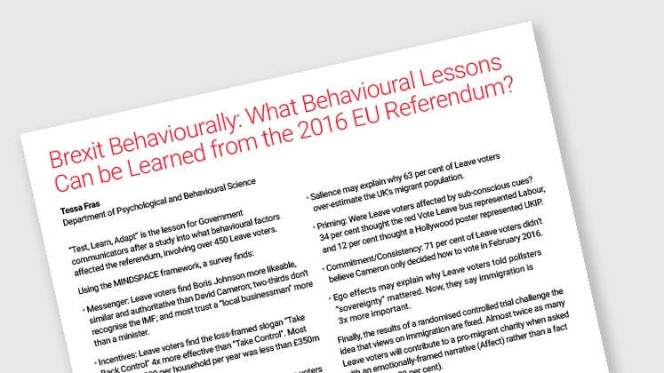 Brexit Behaviourally: What Behavioural Lessons Can Be Learned From The 2016 EU Referendum?