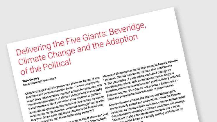 Delivering the Five Giants: Beveridge, Climate Change And The Adaption Of The Political
