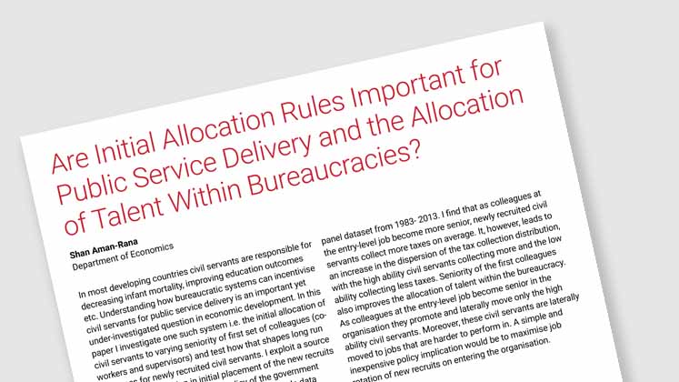 Are Initial Allocation Rules Important for Public Service Delivery and the Allocation of Talent Within Bureaucracies