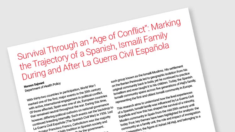 Survival Through an "Age of Conflict": Marking the Trajectory of a Spanish, Ismaili Family During and After La Guerra Civil Española