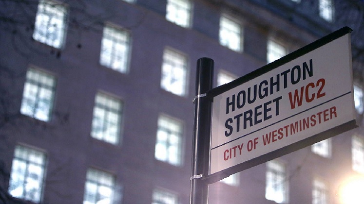Houghton St sign at night