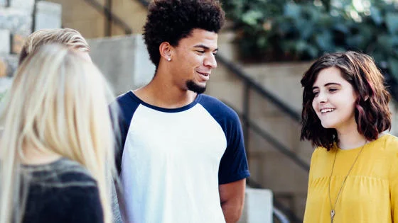 Students talking outside