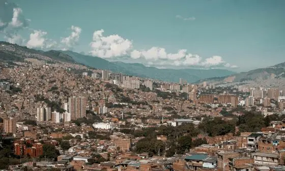 Birds eye view of Medellin, Colombia.