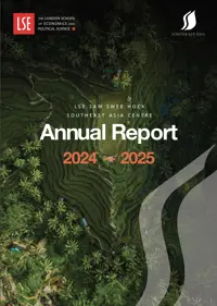Annual report cover showing a bird eye view of tiered paddy fields.