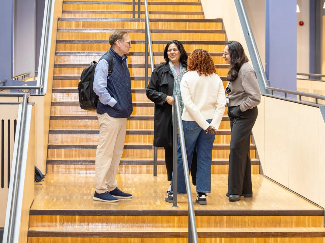 group of studnets on staircase