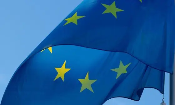 Eu flag in the wind
