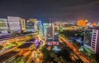 Long-exposure of the city lights in Cebu Business Park