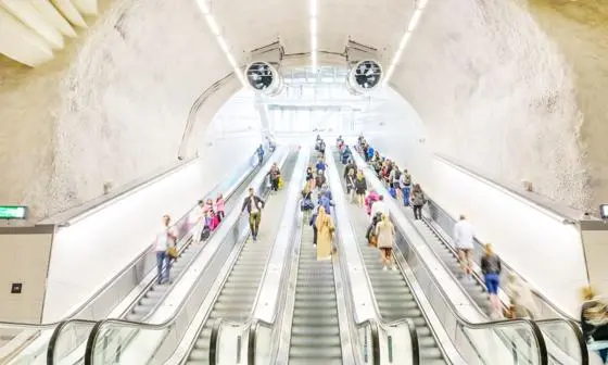people on escalator