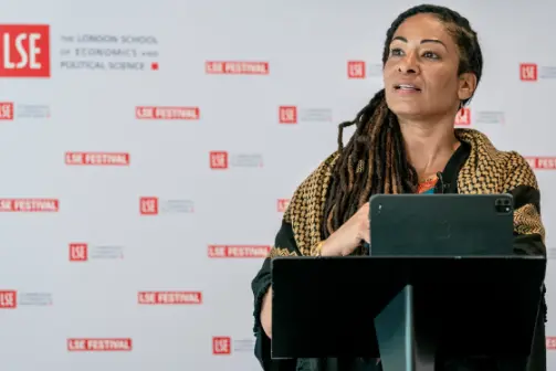A speaker at a LSE public event