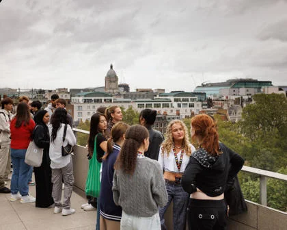 students on terrace