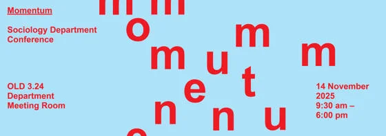 A banner heading for the Sociology department conference entitled Momentum