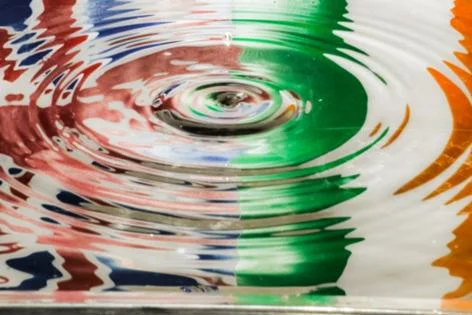 UK and Ireland flags in water ripples
