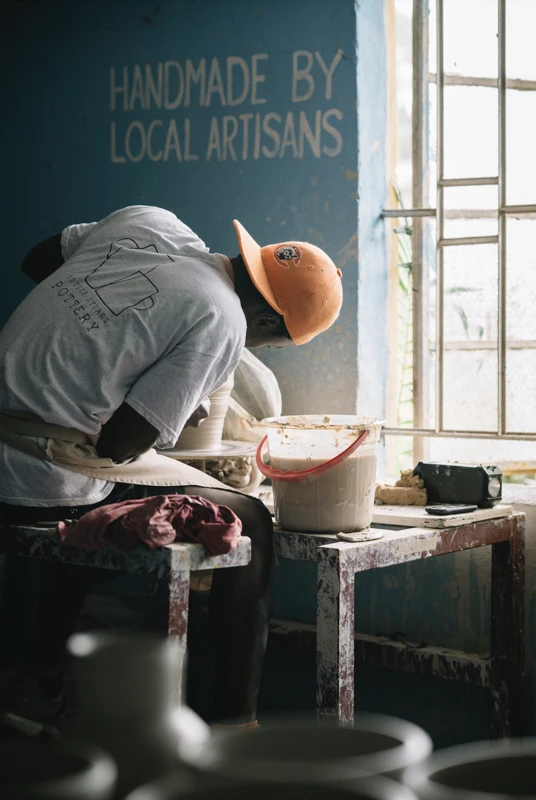 Man making pottery
