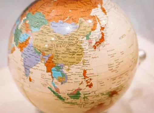 A globe depicting Asia.