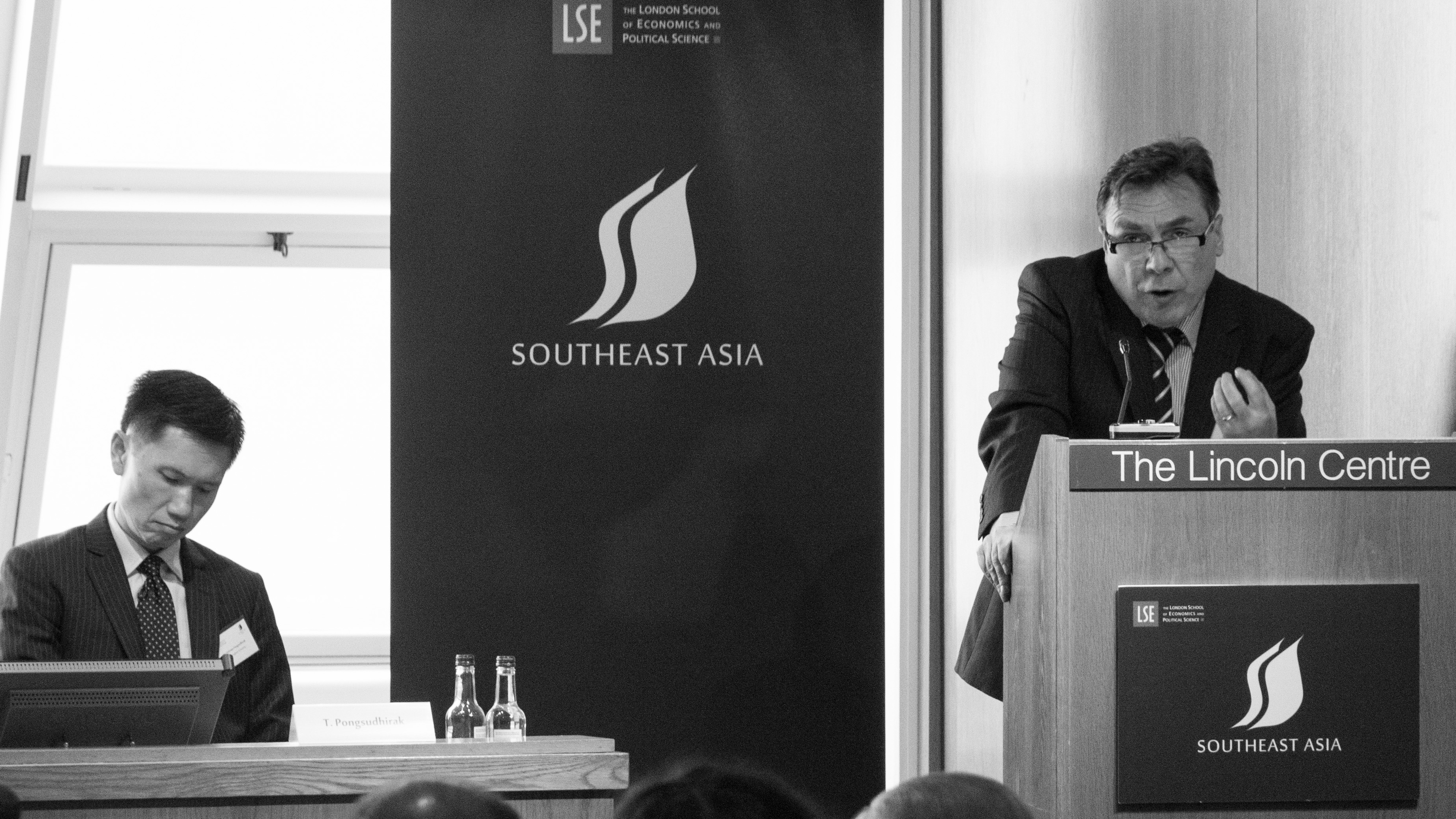 Two speakers on stage at the LSE Southeast Asia Forum 2016