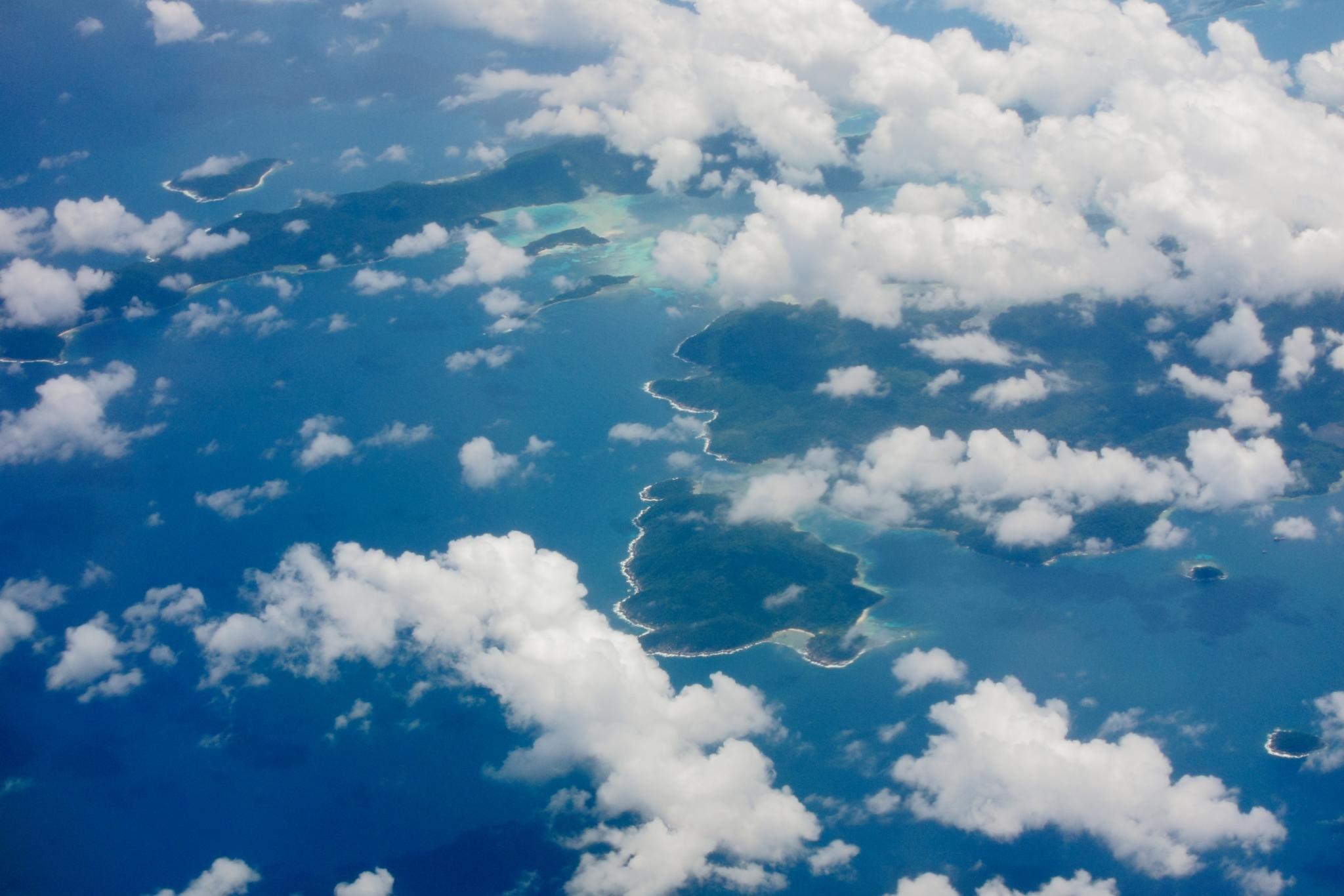 An aerial view onto clouds over the South China Sea