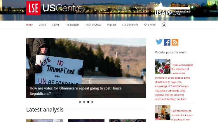 The homepage of the US Centre's USAPP blog