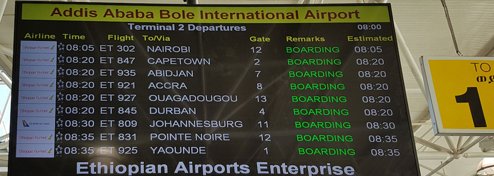 African departure board