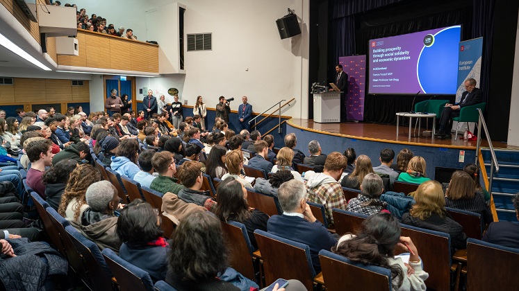 Event audience watching Humza Yousaf, Old Theatre, 2024