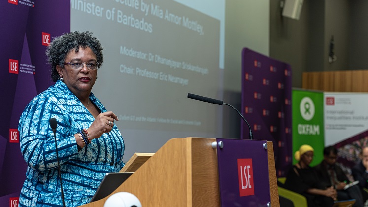 Mia Amor Mottley speaking at an LSE event