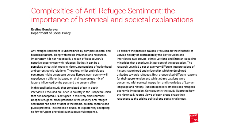 Complexities of Anti-Refugee Sentiment: the importance of historical and societal explanations