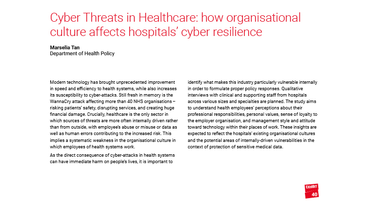 Cyber Threats in Healthcare: how organisational culture affects hospitals' cyber resilience