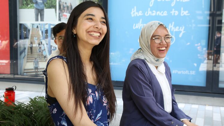 PhD students at the LSE Square, 2021. LSE/Nigel Stead.