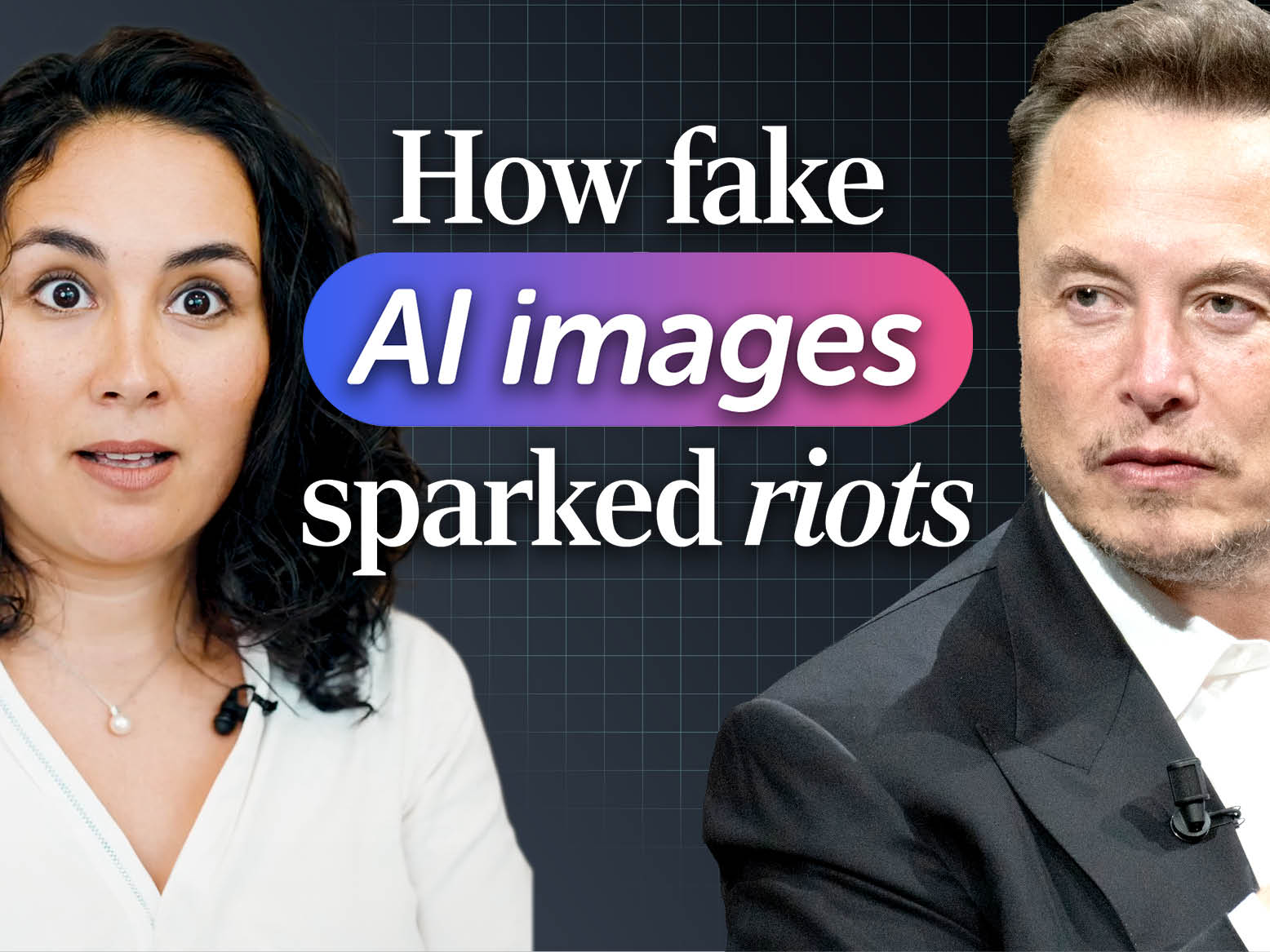 Video thumbnail reading ''How fake AI images sparked riots''