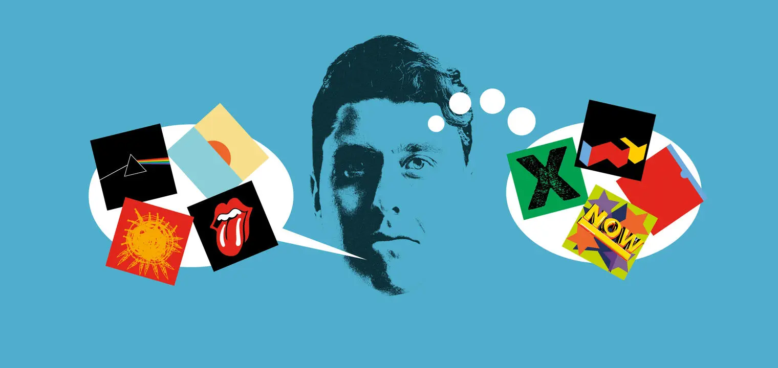 A man thinking about one type of popular culture but talking about another