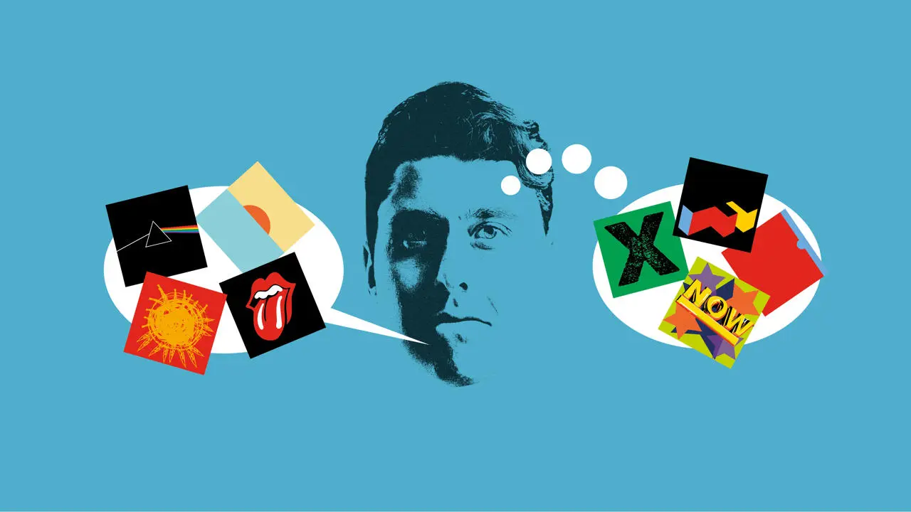 A man thinking about one type of popular culture but talking about another