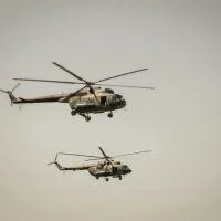 two helicopters