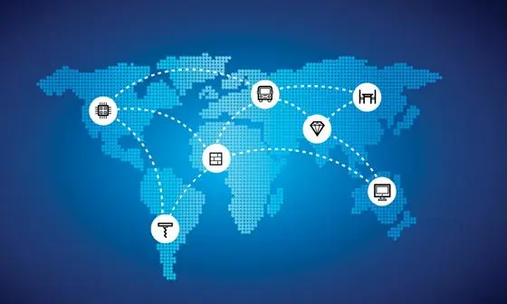 Map of the world showing the global nature of trade and Global Value Chains