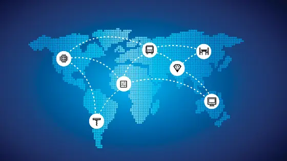 Map of the world showing the global nature of trade and Global Value Chains
