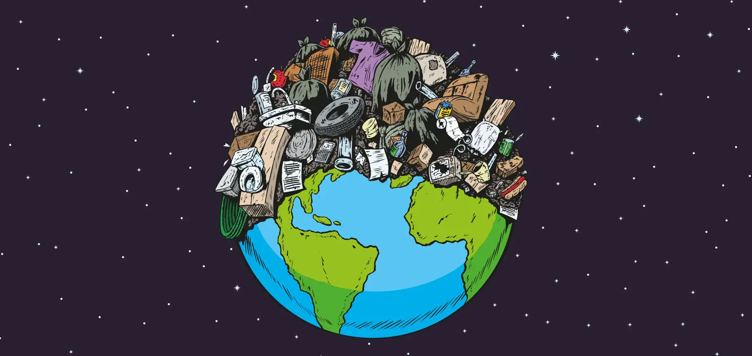 The earth covered in rubbish