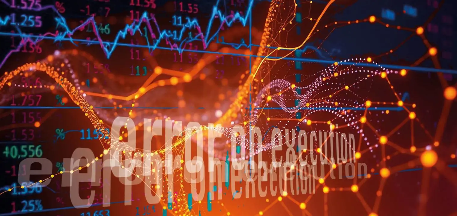 Graphic with stock market numbers and the text "error on execution"
