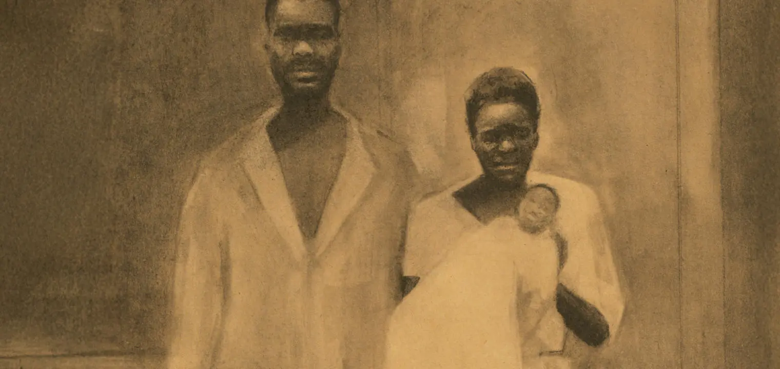 Two slaves holding a baby