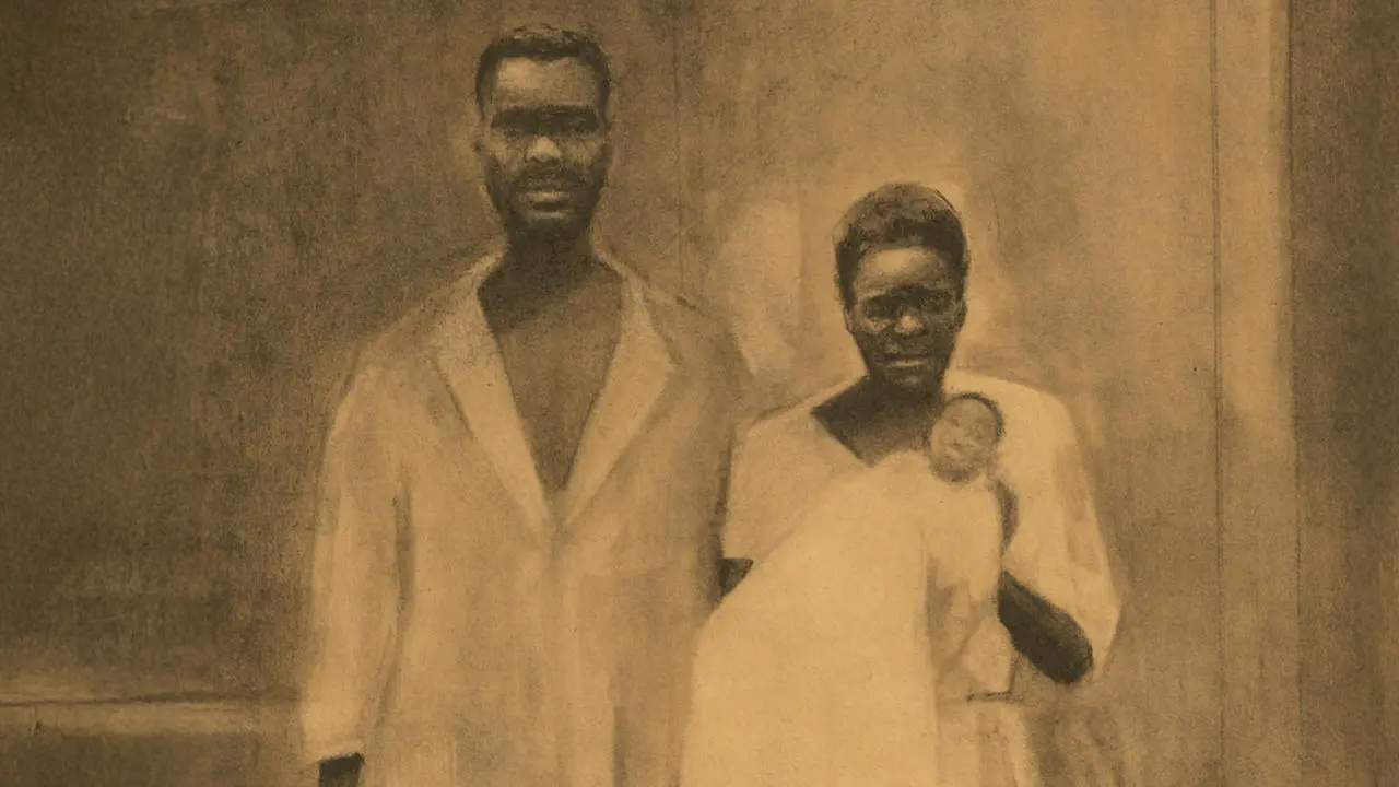 Two slaves holding a baby