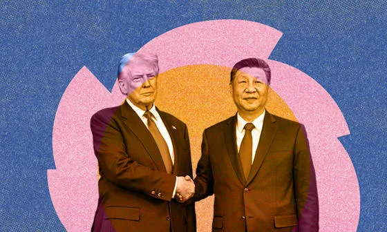 Trump and Xi Jinping shaking hands