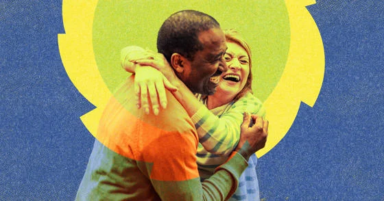 A man and a woman hugging