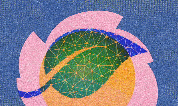 A leaf with interconnected data points