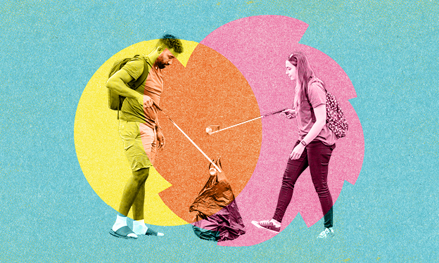 Litter picking on the beach.